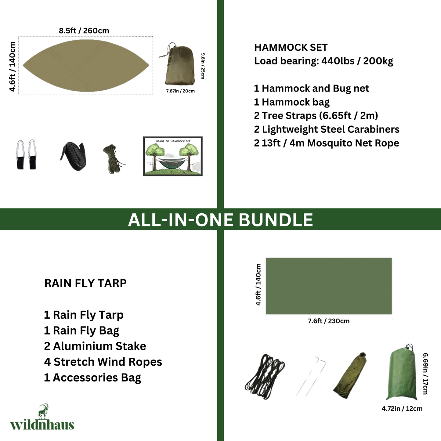 EYRIE Ultralight Camping Hammock, Net and Rain cover
