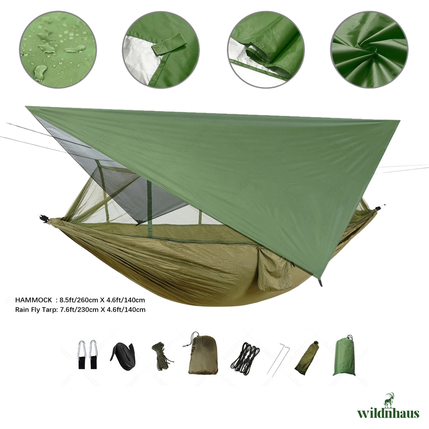 EYRIE Ultralight Camping Hammock, Net and Rain cover