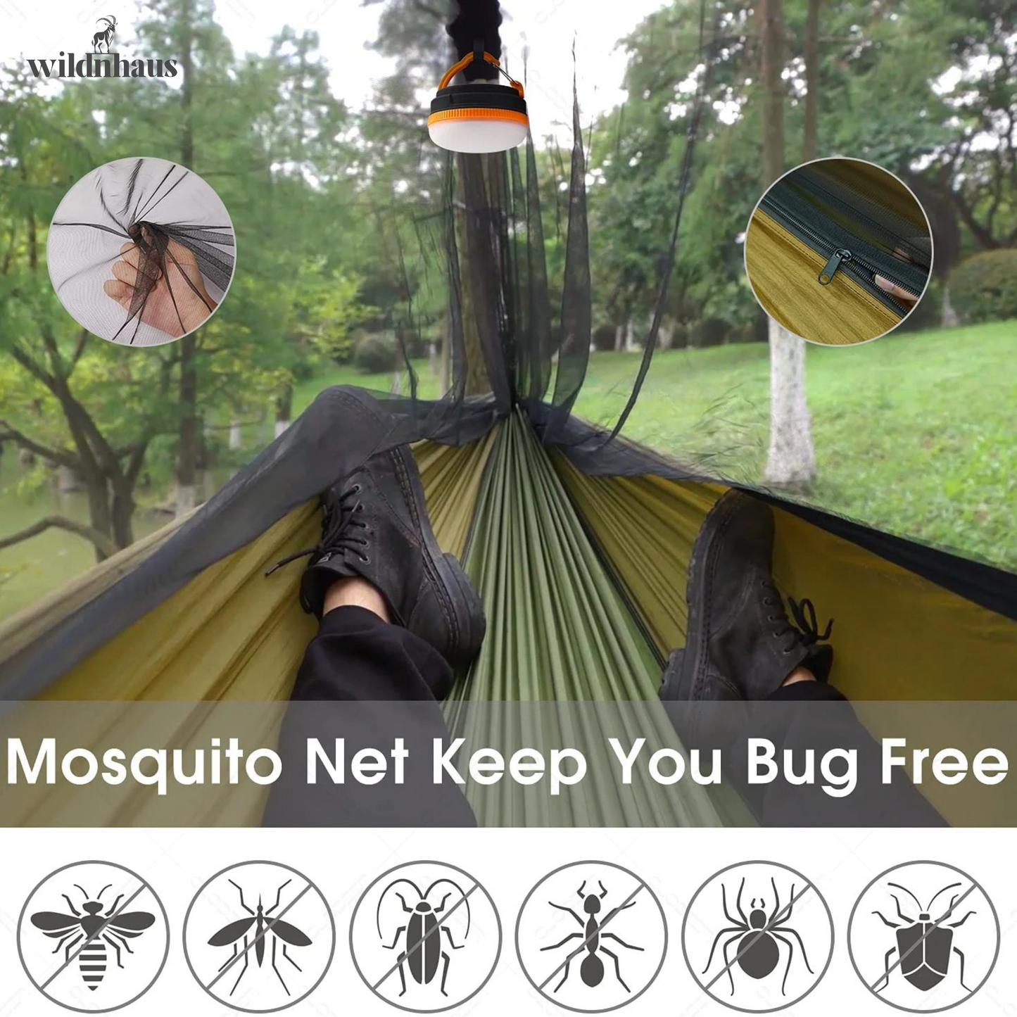 EYRIE Ultralight Camping Hammock, Net and Rain cover