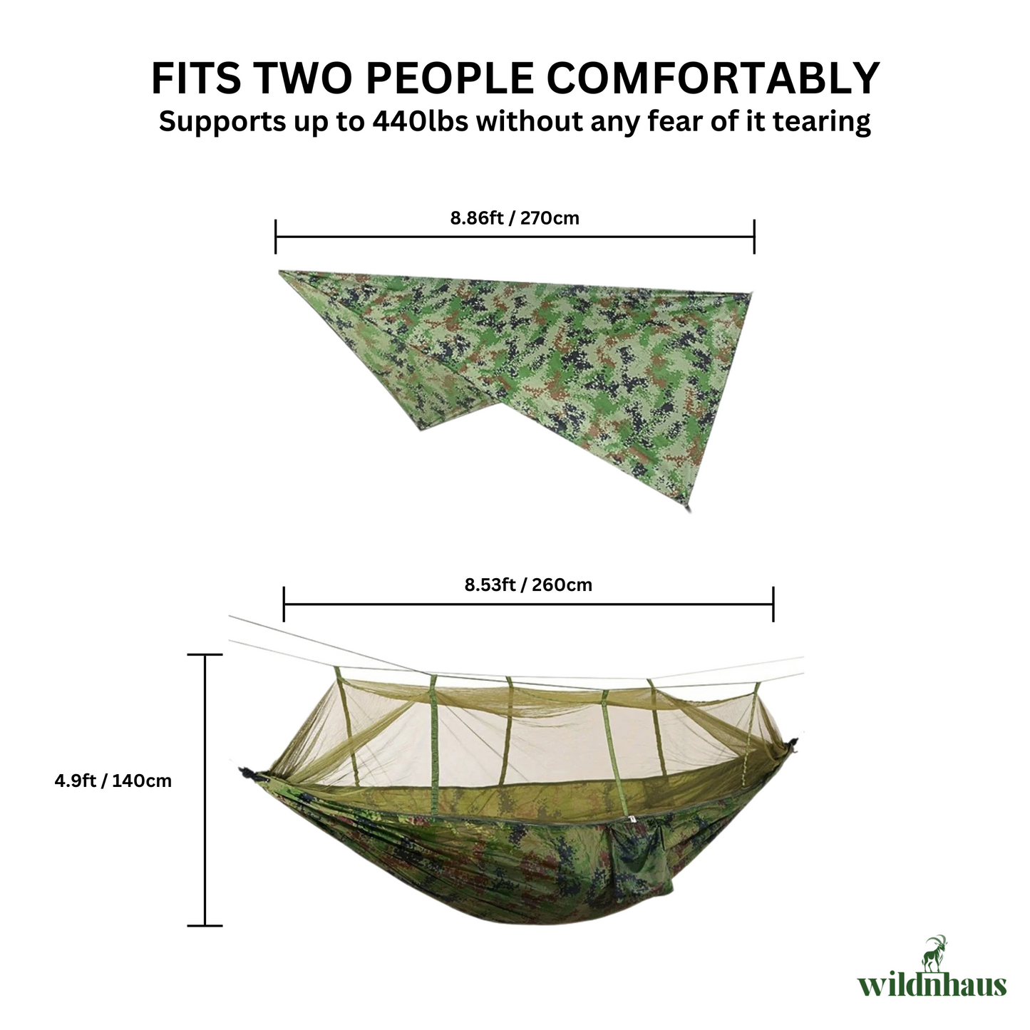 EYRIE Ultralight Camping Hammock, Net and Rain cover