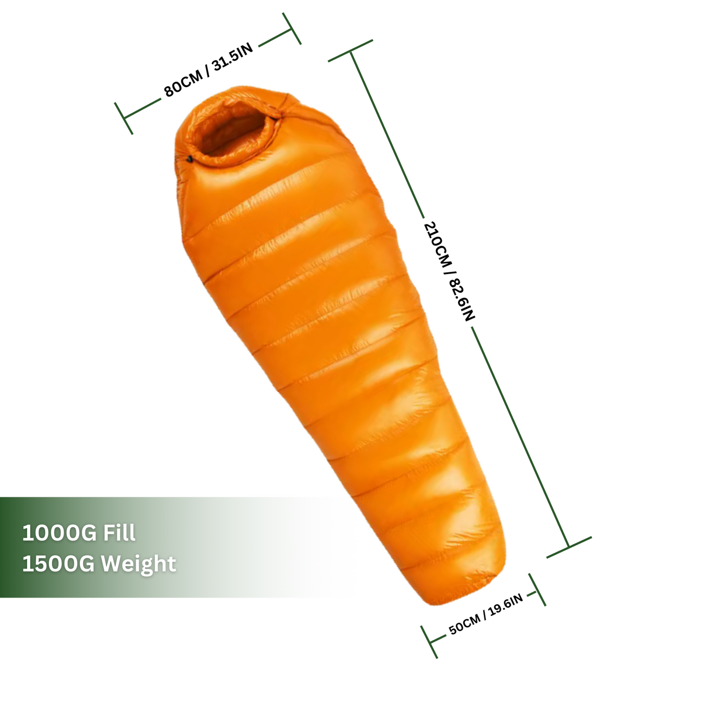 Ultra Warm 1200g Goose Down Mummy Sleeping Bag