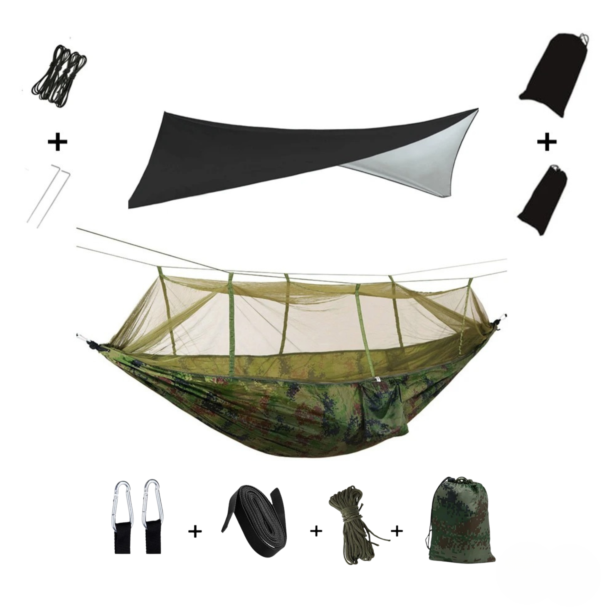 EYRIE Ultralight Camping Hammock with Bug Net & Rain Cover