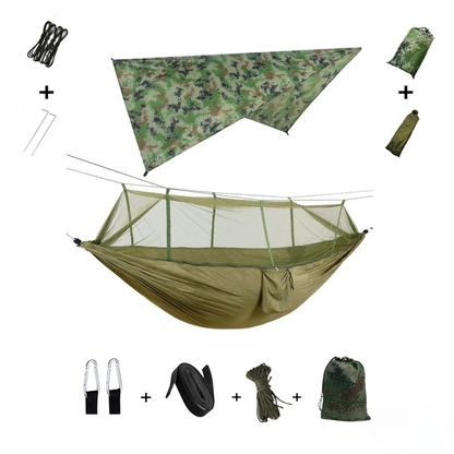 EYRIE Ultralight Camping Hammock with Bug Net & Rain Cover - Complete Outdoor Set