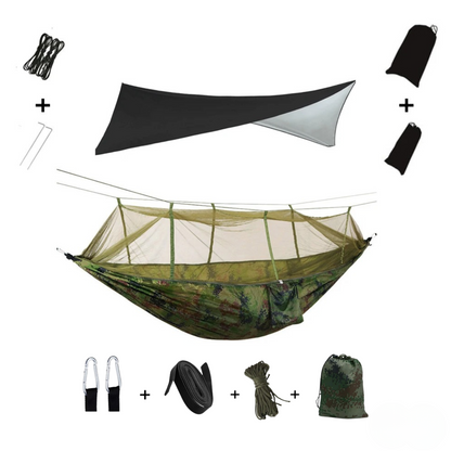 EYRIE Ultralight Camping Hammock with Bug Net & Rain Cover - Complete Outdoor Set