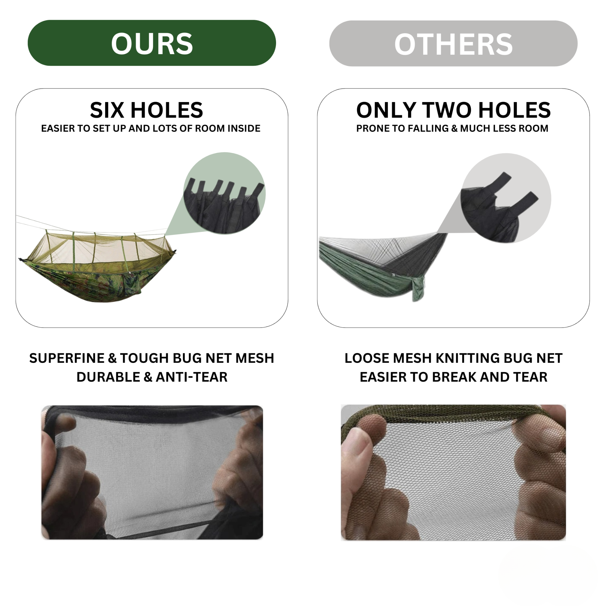 EYRIE Ultralight Camping Hammock with Bug Net & Rain Cover