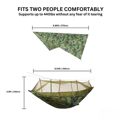 EYRIE Ultralight Camping Hammock with Bug Net & Rain Cover - Complete Outdoor Set