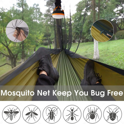 EYRIE Ultralight Camping Hammock with Bug Net & Rain Cover - Complete Outdoor Set
