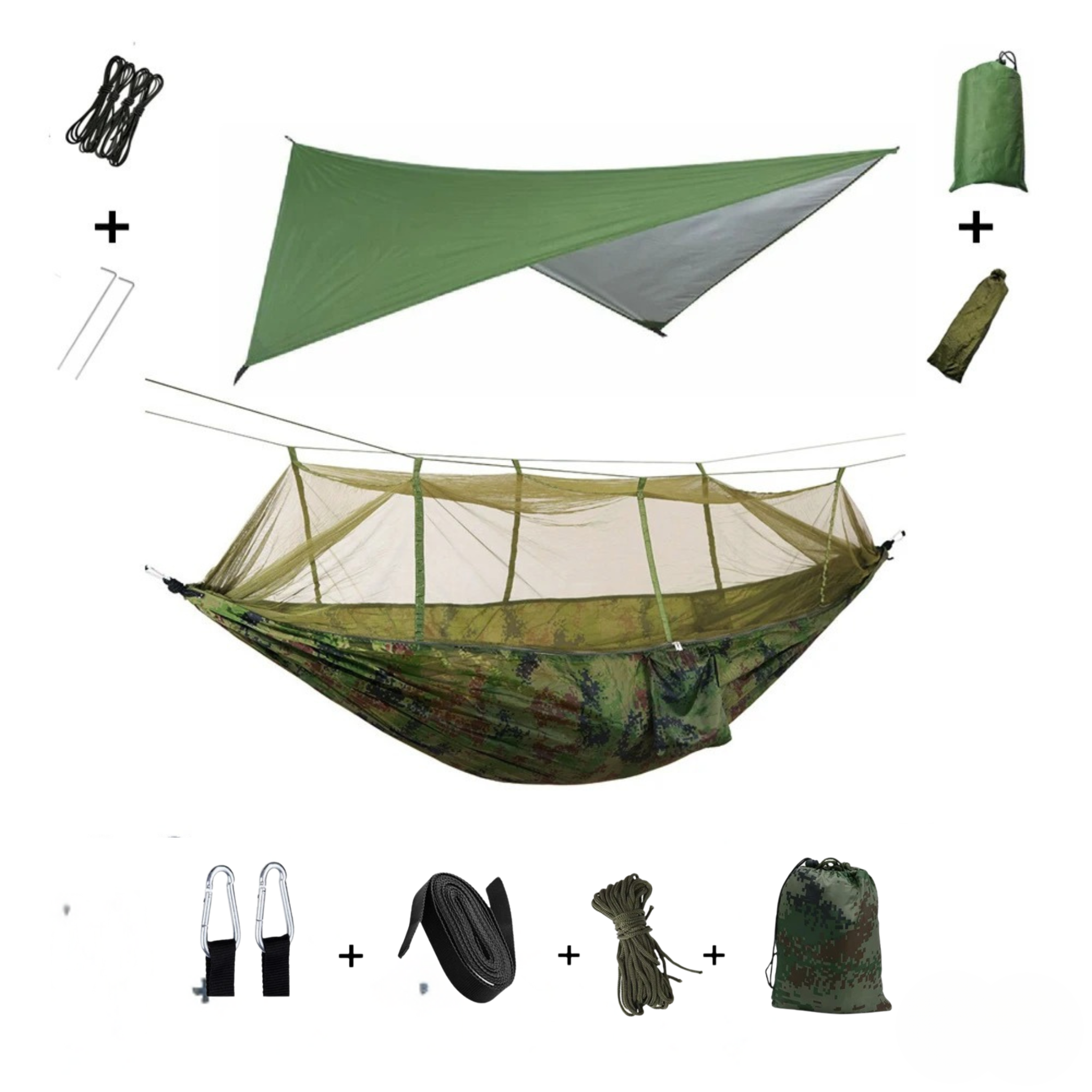 EYRIE Ultralight Camping Hammock with Bug Net & Rain Cover