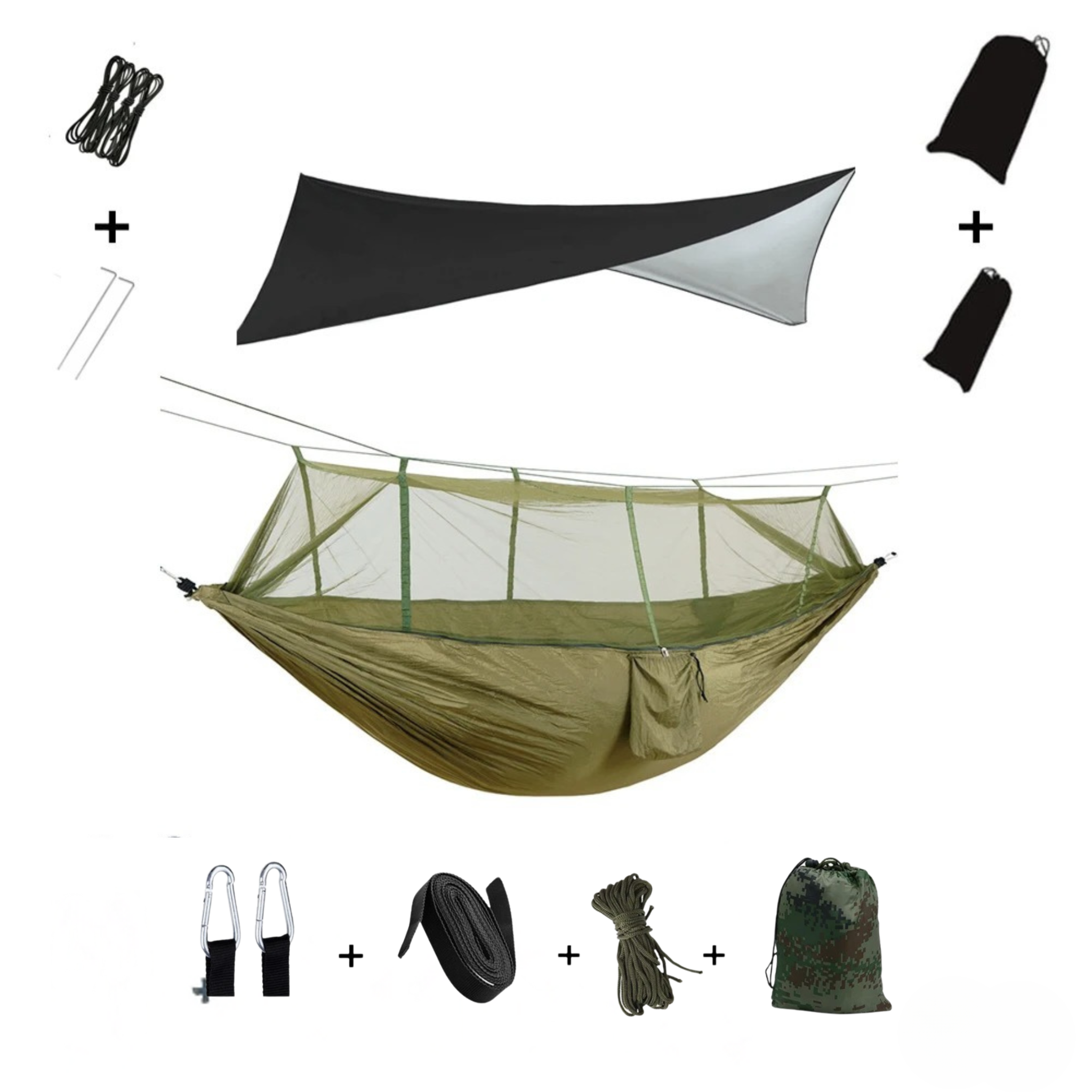 EYRIE Ultralight Camping Hammock with Bug Net & Rain Cover
