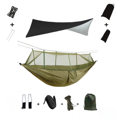 EYRIE Ultralight Camping Hammock with Bug Net & Rain Cover - Complete Outdoor Set