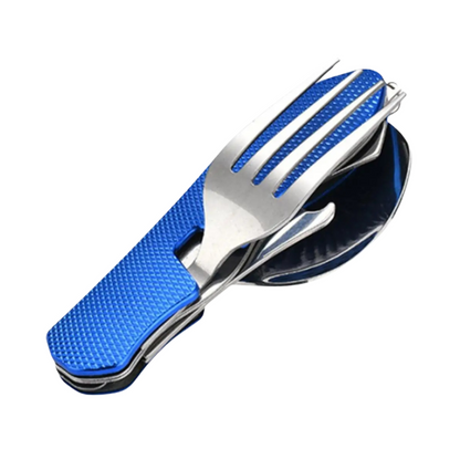 4-in-1 Folding Camping Cutlery Set - Compact Travel Utensils for Outdoor Adventures