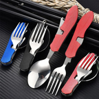 4-in-1 Folding Camping Cutlery Set - Compact Travel Utensils for Outdoor Adventures