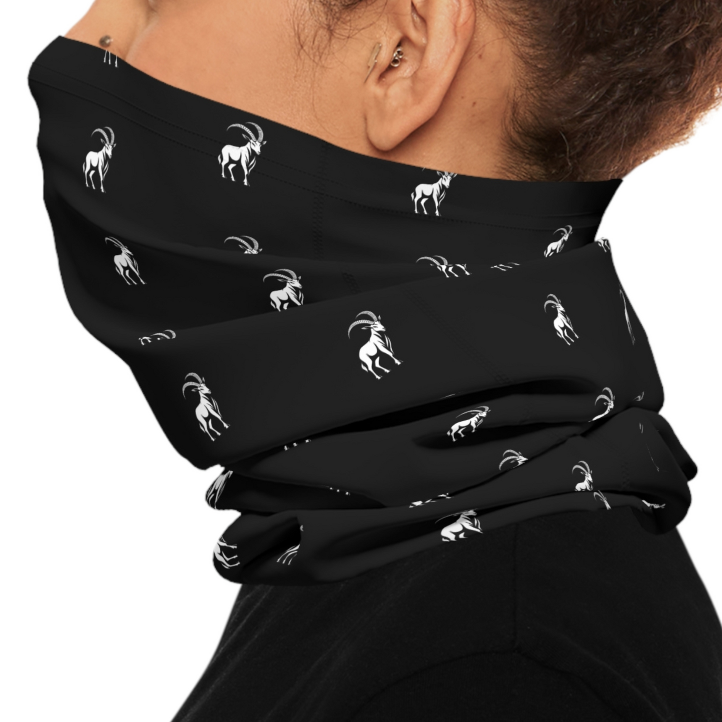 Ibex Pattern Lightweight Neck Gaiter - Coal Black